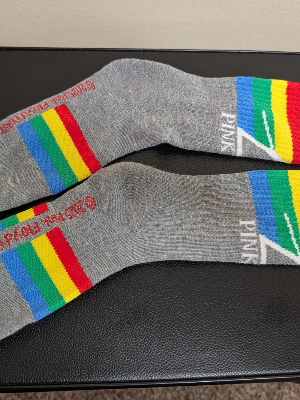 NWOT Pink Floyd Dark Side of the Moon Prism Crew Socks Rainbow Stripes